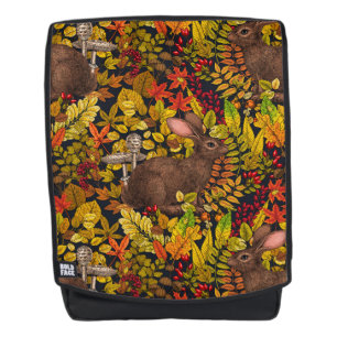 Herfst Konijn op zwart Rugtassen