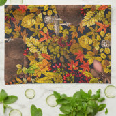 Herfst Konijn op zwart Theedoek (Gevouwen)