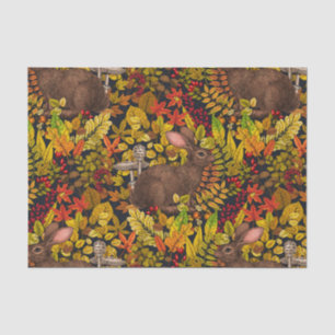 Herfst Konijn op zwart Tissuepapier