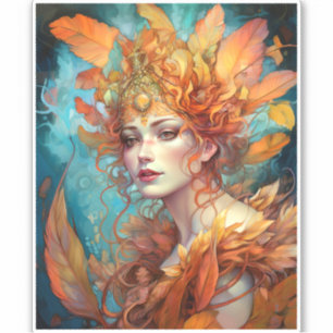 Herfst Koningin Goddess Fantasy Art Sticker