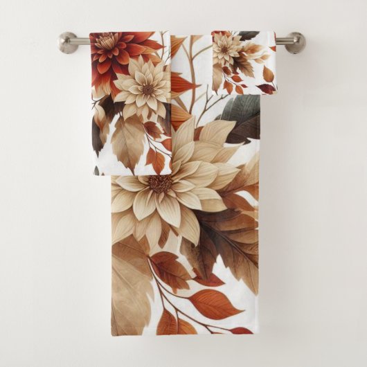 Herfst Koper en Tan Bloemen Handdoek Set (Insitu)