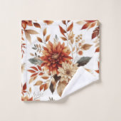 Herfst Koper en Tan Bloemen Handdoek Set (Wasdoekje)