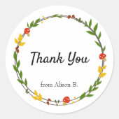 Herfst Krans Herfstbladeren Dank u Ronde Sticker (Voorkant)