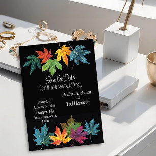 Herfst laat contrast zwarte bruiloft save the date