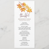 HERFST LAAT DANKBARE THANKSGIVING DINER MENU (Voorkant)