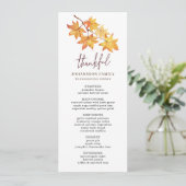 HERFST LAAT DANKBARE THANKSGIVING DINER MENU (Staand voorkant)