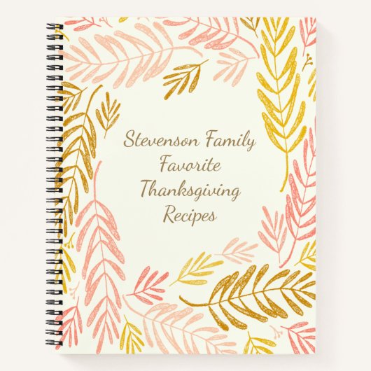 Herfst laat familienaam Thanksgiving Recipe Notitieboek (Voorkant)