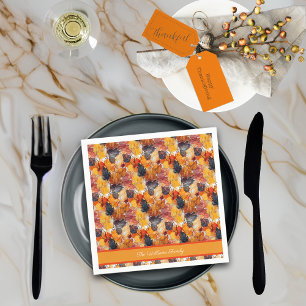 Herfst laat faux opdruk effect aangepaste naam servet