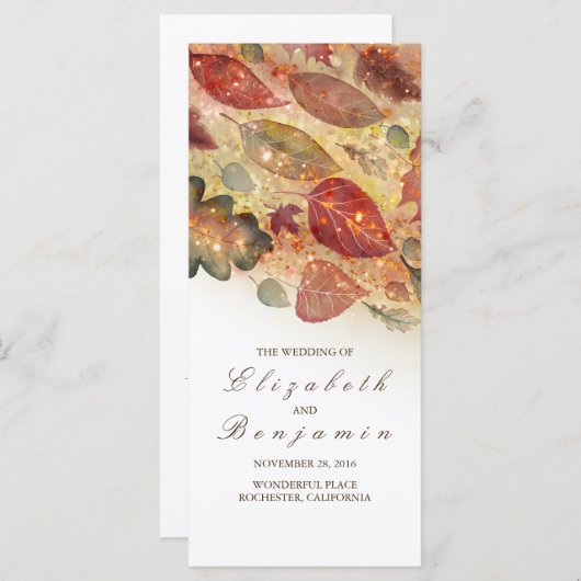 Herfst laat glitter bruiloft programma's (Voorkant / Achterkant)