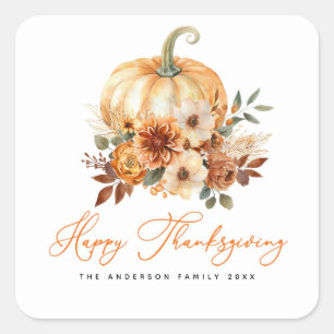 Herfst laat pompoen blij Thanksgiving Vierkante Sticker