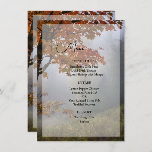 Herfst laat rustieke bruiloft menu (Voorkant / Achterkant)