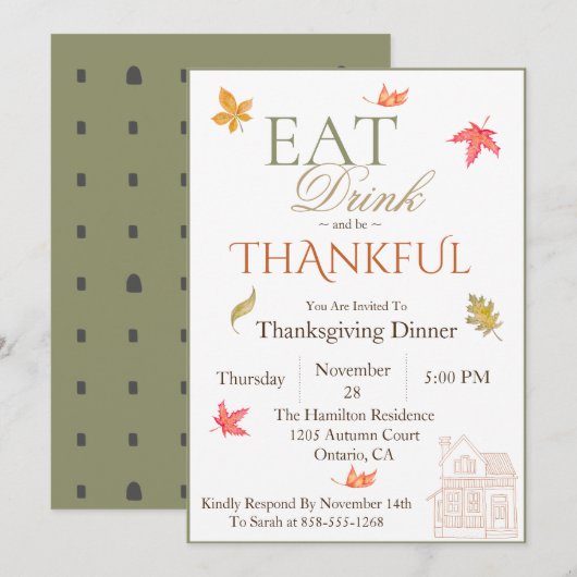 Herfst laat Thanksgiving dineruitnodiging Kaart (Voorkant / Achterkant)