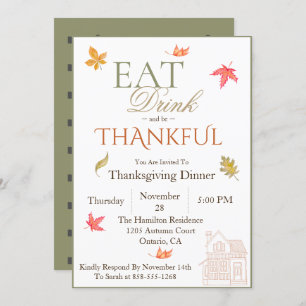 Herfst laat Thanksgiving dineruitnodiging Kaart