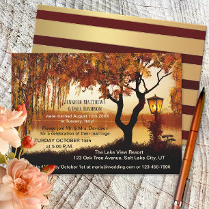 Herfst Lake Post Wedding Reception only Invitation Kaart