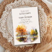 Herfst Lake Waterverf Country Park Wedding Kaart