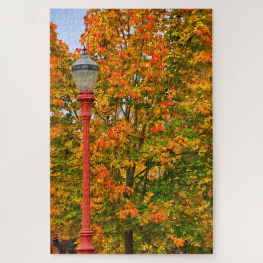 Herfst Lamppost Custom Jigzaag Puzzle Legpuzzel (Verticaal)