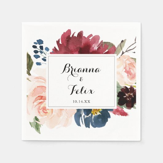 Herfst Landelijke Bourgondië Moderne Kalligrafie B Servet (Voorkant)