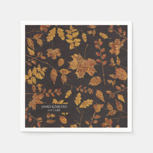Herfst Landelijke Gouden Bladeren Elegante Trouw Servetten