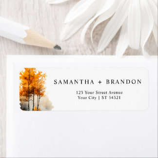 Herfst Landscape Bruiloft Retouradres Label