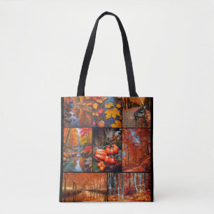 Herfst Landschap Foto Collage Kunst Draagtas