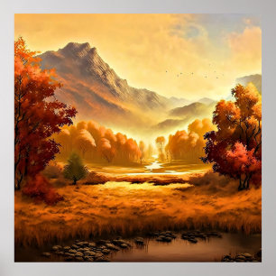 Herfst Landschap Schilderen-1 Poster