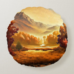 Herfst Landschap Schilderen-1 Rond Kussen