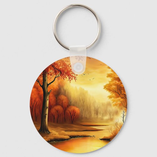 Herfst Landschap Schilderij-87546 Sleutelhanger (Achterkant)