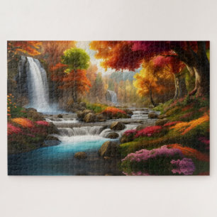 Herfst Landschap Watervallen in het Park Legpuzzel