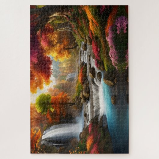 Herfst Landschap Watervallen in het Park Legpuzzel (Verticaal)