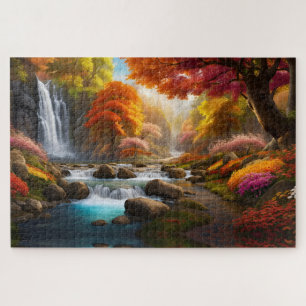 Herfst Landschap Watervallen in het Park Legpuzzel