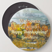 Herfst landschappen waterverf ronde button 6,0 cm (Voorkant /achterkant)