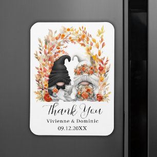 Herfst Leaf Arch Gnome Wedding Bedankt Card Magneet