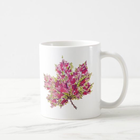 Herfst Leaf Art - Boho Waterverf in het Paarse Koffiemok (Rechts)