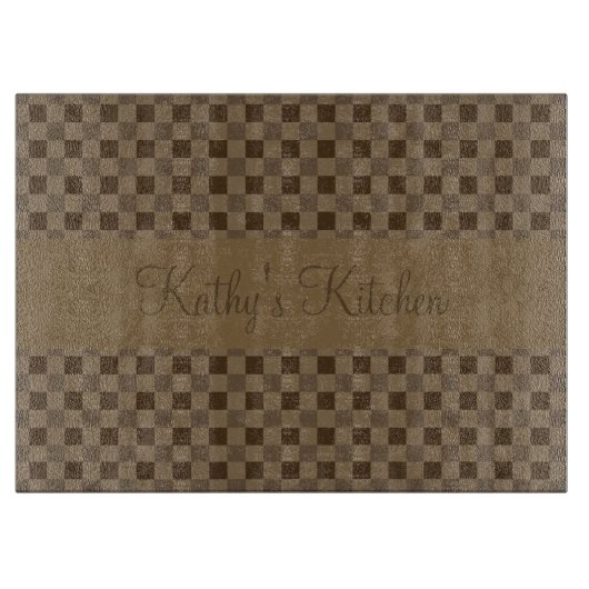 Herfst Leaf Brown Squares Snijplank (Voorkant)