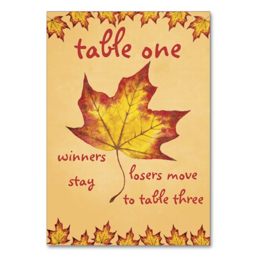 Herfst Leaf Bunco Tafel Kaart #1 (Achterkant)