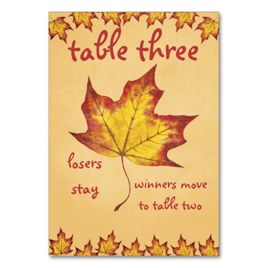 Herfst Leaf Bunco Tafel Kaart #3 (Voorkant)