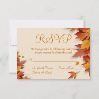 Herfst Leaf Classic RSVP-kaart - horizontaal RSVP Kaartje