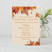 Herfst Leaf Classic Wedding Uitnodiging (Staand voorkant)
