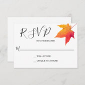 Herfst Leaf Elegant Wedding Response RSVP (Voorkant / Achterkant)