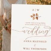Herfst Leaf Monograms Crest Modern Elegant Wedding Kaart
