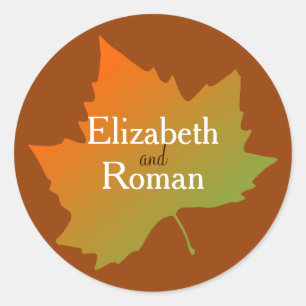 Herfst Leaf Trouwstickers Ronde Sticker
