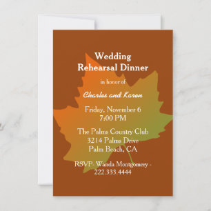 Herfst Leaf Wedding Rehearsal Dinner Kaart