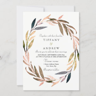 Herfst Leaf Wreath Wedding Invite Kaart