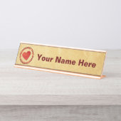 herfst leder hart oud papier bureau naambordje (Voorkant)