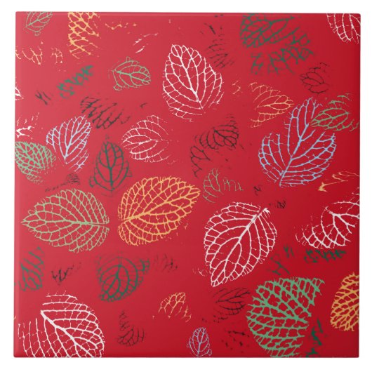 Herfst, lederen patroon tegeltje (Voorkant)