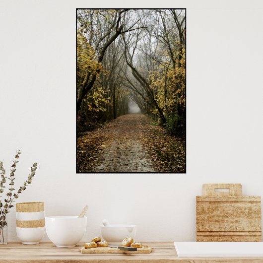 Herfst leidt naar de mist poster (Keuken)
