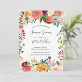 Herfst lente bloemenbruiloft uitnodiging (Staand voorkant)