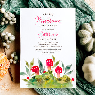 Herfst Leuke waterverf kleine paddenstoel baby sho Kaart