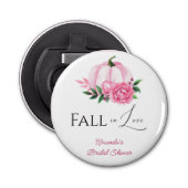 Herfst Liefde Blush Roze Pompoen Rustiek Vrijgezel Button Flesopener (Voorkant)