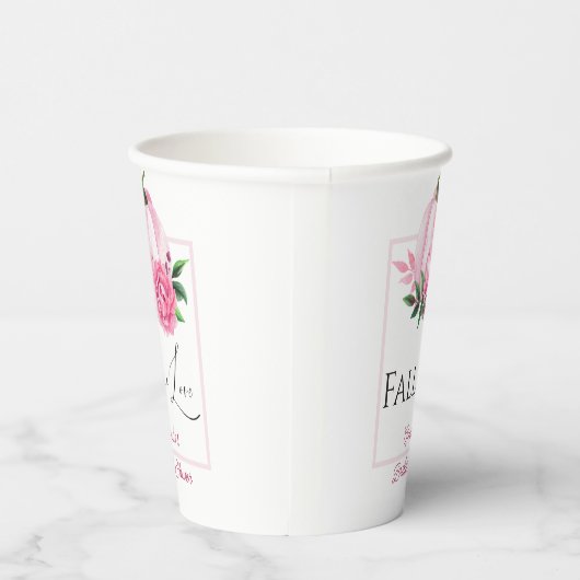 Herfst Liefde Blush Roze Pompoen Rustiek Vrijgezel Papieren Bekers (Rechts)